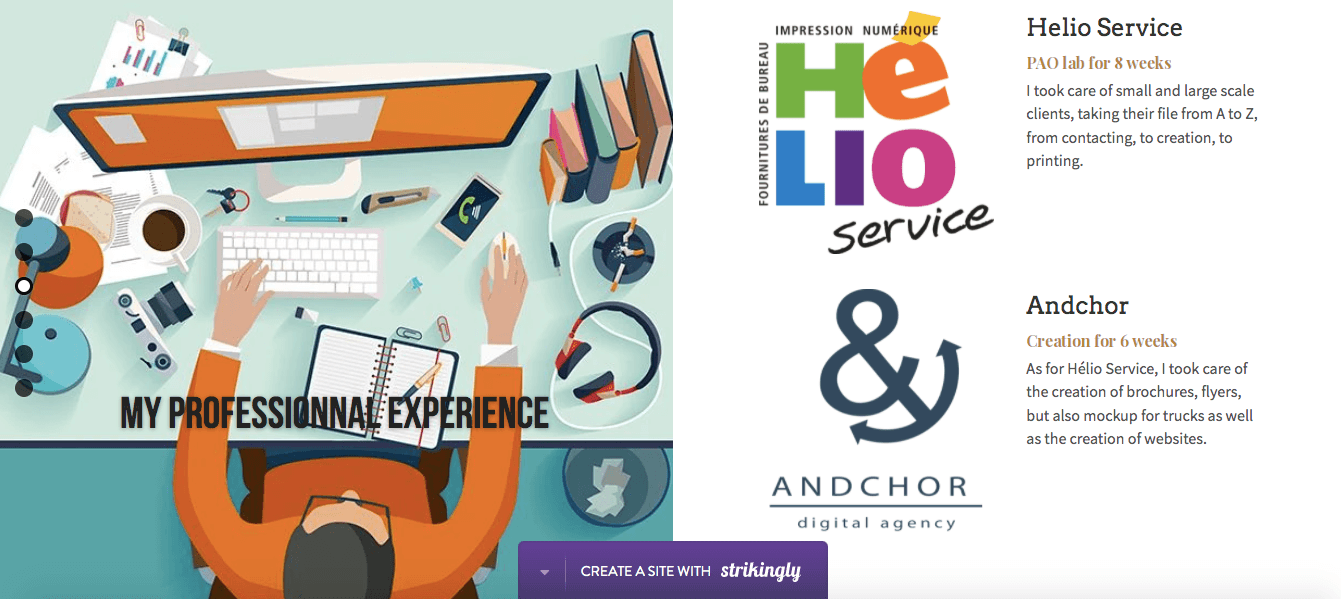 a marketing content creator's website showing its brand colors a marketing content creator's website showing its brand colors